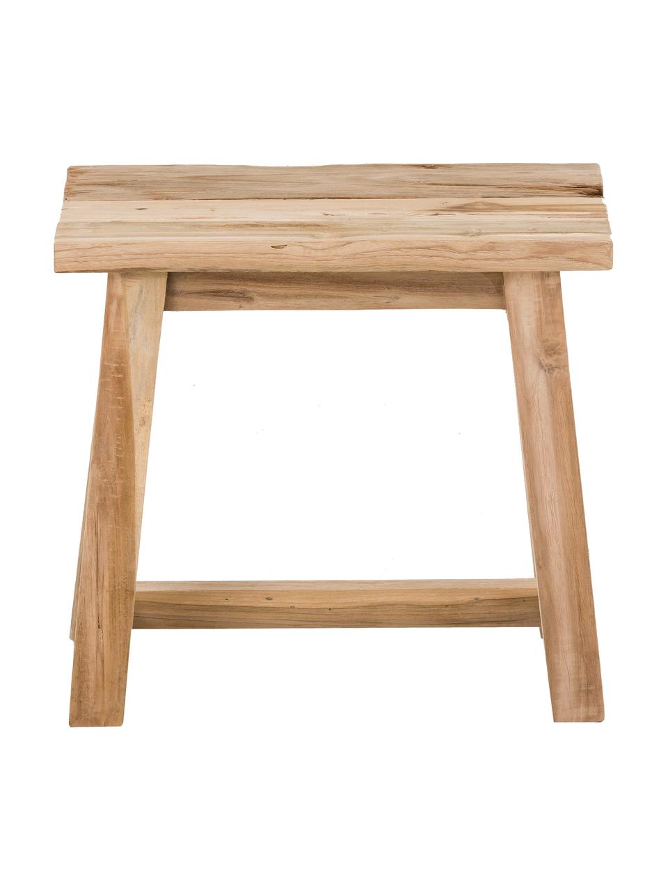 Tabouret en bois de teck Lawas, Bois de teck, finition naturelle, Bois de teck, larg. 50 x haut. 46 cm