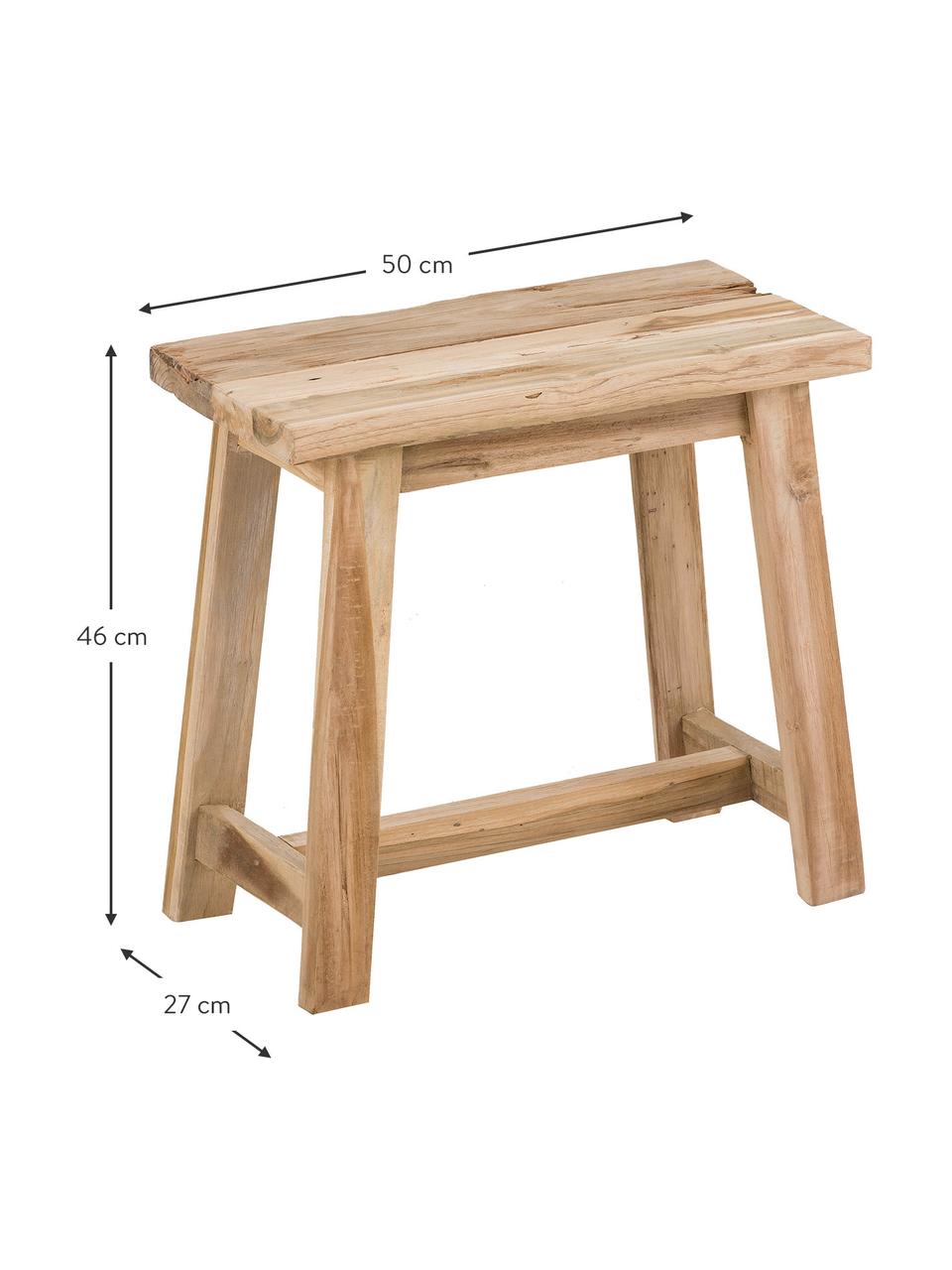 Kruk Lawas van teakhout, Gerecycled teakhout, naturel, Teakhout, B 50 x H 46 cm