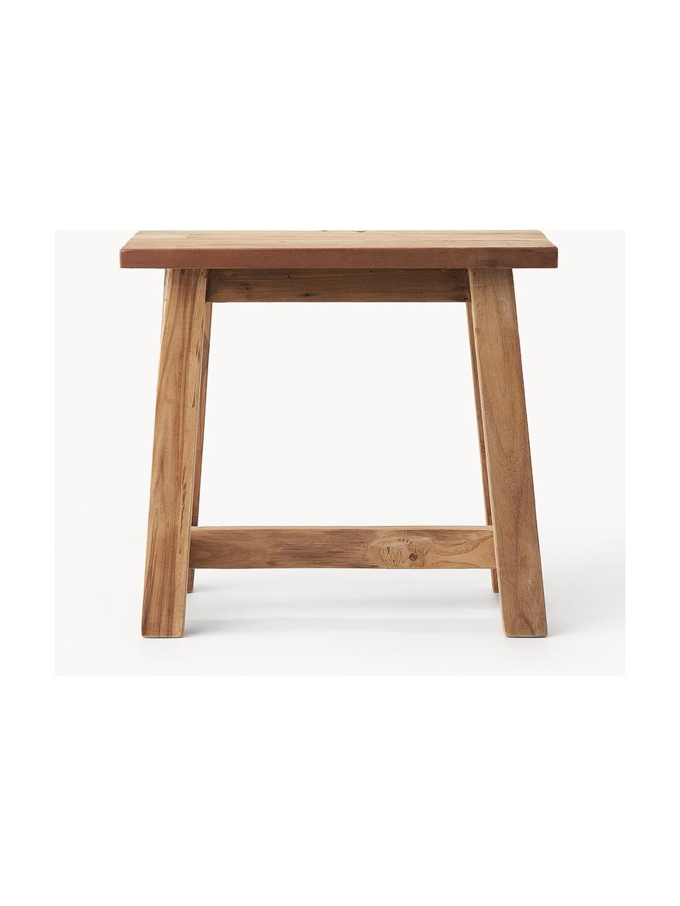 Stołek z drewna tekowego Lawas, Naturalne drewno tekowe pochodzące z recyklingu, Drewno tekowe, S 50 x W 46 cm