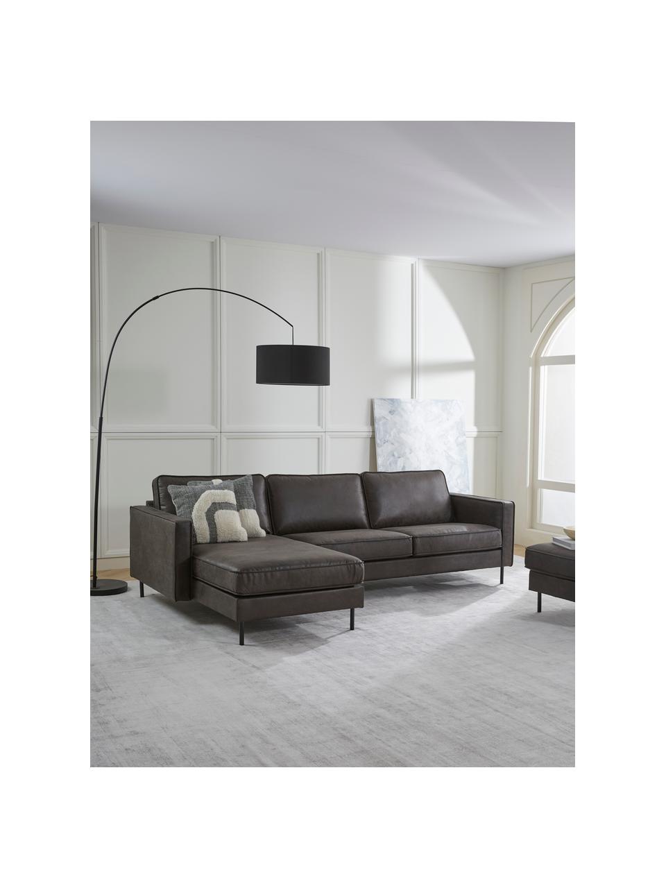 Divano angolare in pelle riciclata Hunter, Rivestimento: 70% pelle riciclata, 30% , Struttura: pino massiccio, certifica, Pelle taupe, Larg. 264 x Prof. 154 cm, chaise-longue a sinistra
