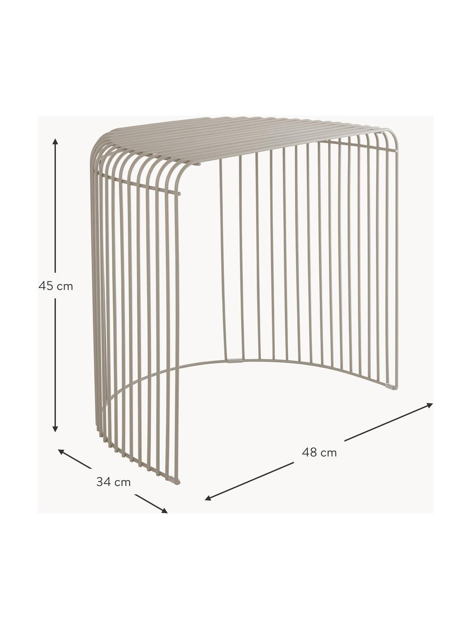 Ovaler Metall-Beistelltisch Curva, Stahl, pulverbeschichtet, Greige, matt, B 48 x H 45 cm