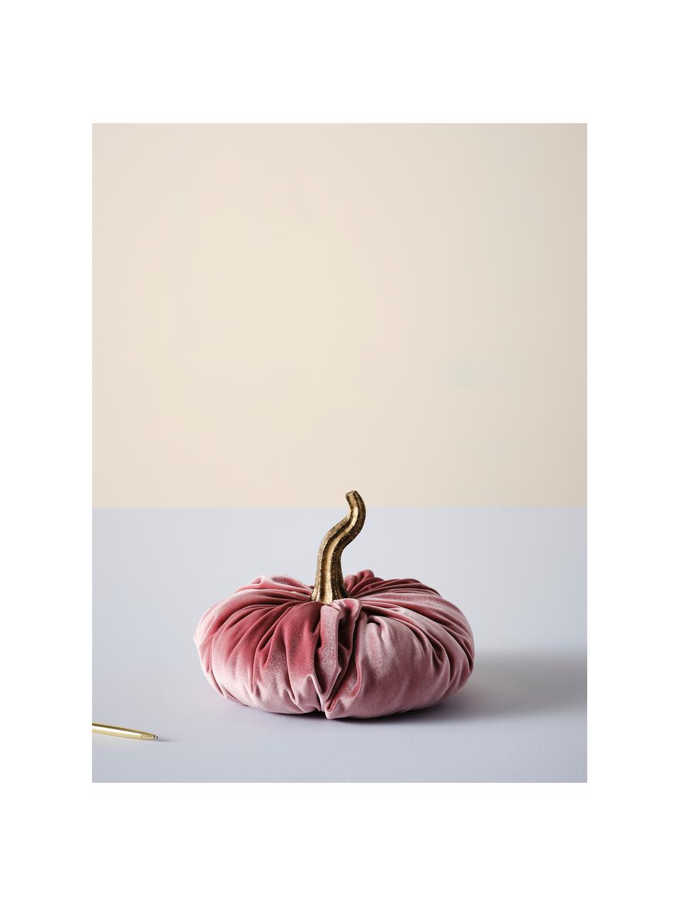 Calabaza decorativa de terciopelo Pumpis, 15% poliresina, 35% acrílico, 25% poliéster, 25% relleno de arena de cuarzo, Rosa, Ø 19 x Al 18