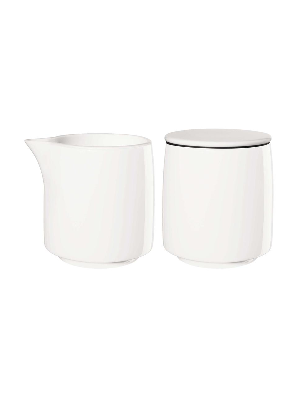 Set de lechera y azucarero Safe, 2 pzas., Porcelana, Blanco, negro, Ø 8 x Al 8 cm