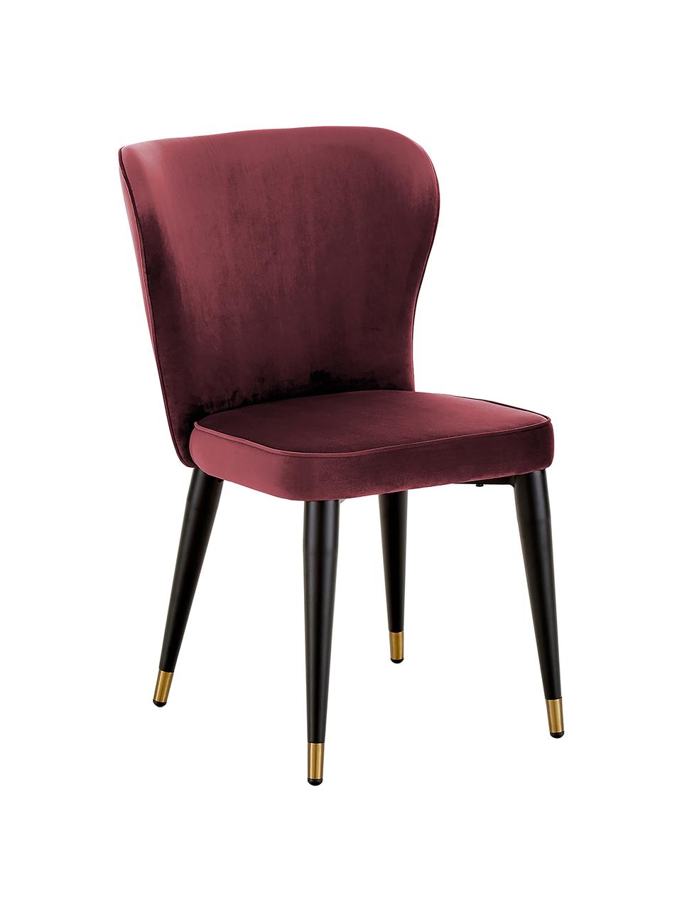 Klassieke fluwelen stoel Cleo, Bekleding: fluweel (polyester), Poten: gepoedercoat metaal, Bordeauxrood, B 51 x D 62 cm