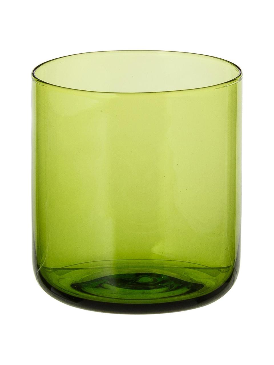 Mondgeblazen waterglazen Bloom in groen, 6 stuks, Mondgeblazen glas, Groen, Ø 7 cm x H 8 cm, 220 ml
