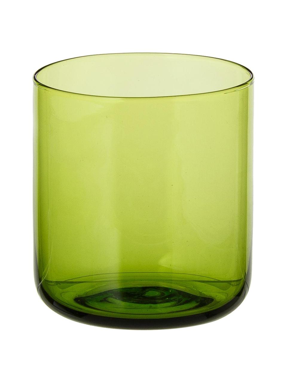 Vasos soplados artesanalmente Bloom, 6 uds., Vidrio soplado artesanalmente, Verde, Ø 7 x Al 8 cm, 220 ml