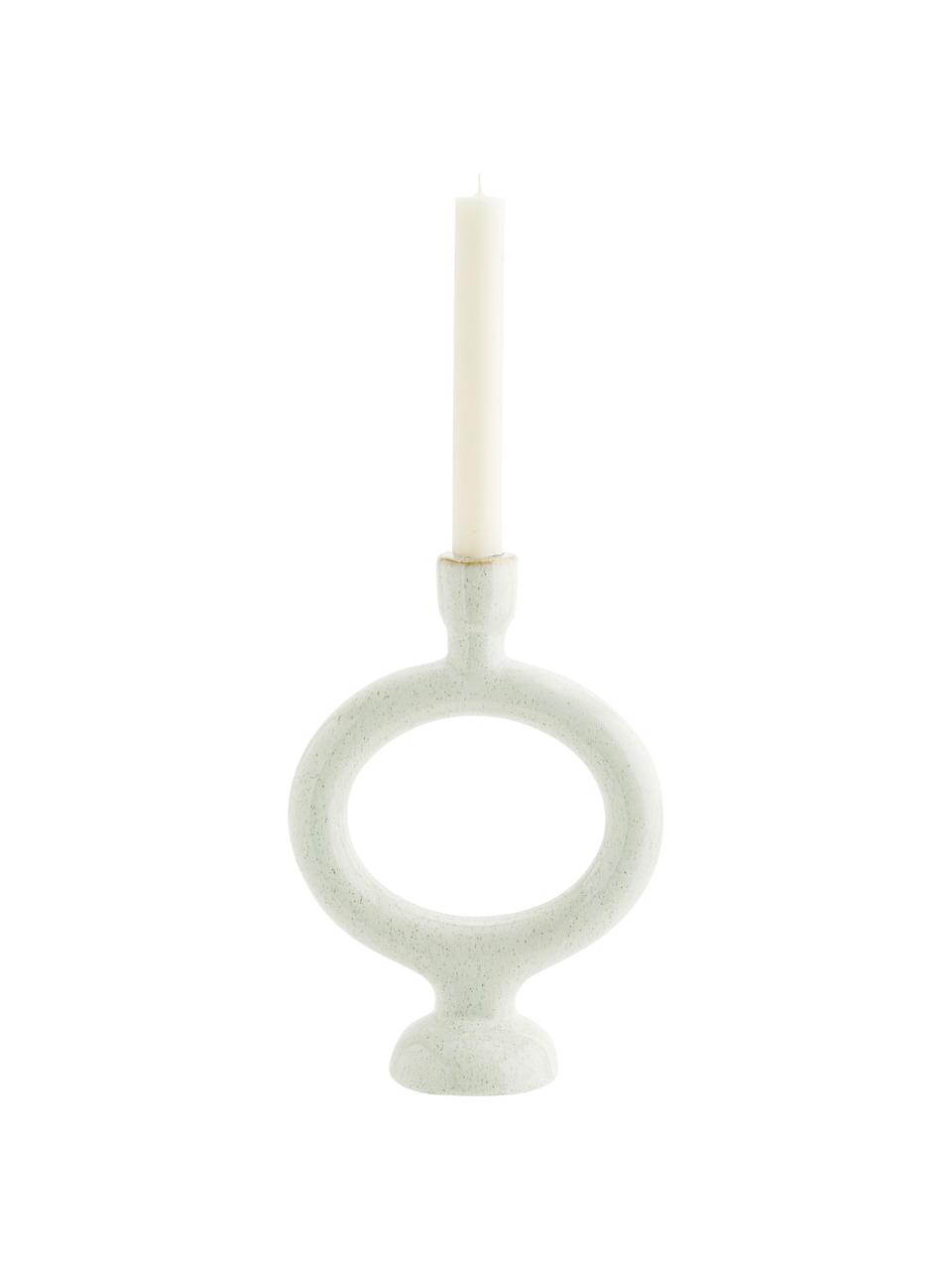 Candelabro de gres Geo, Gres, Blanco moteado, An 19 x Al 28 cm