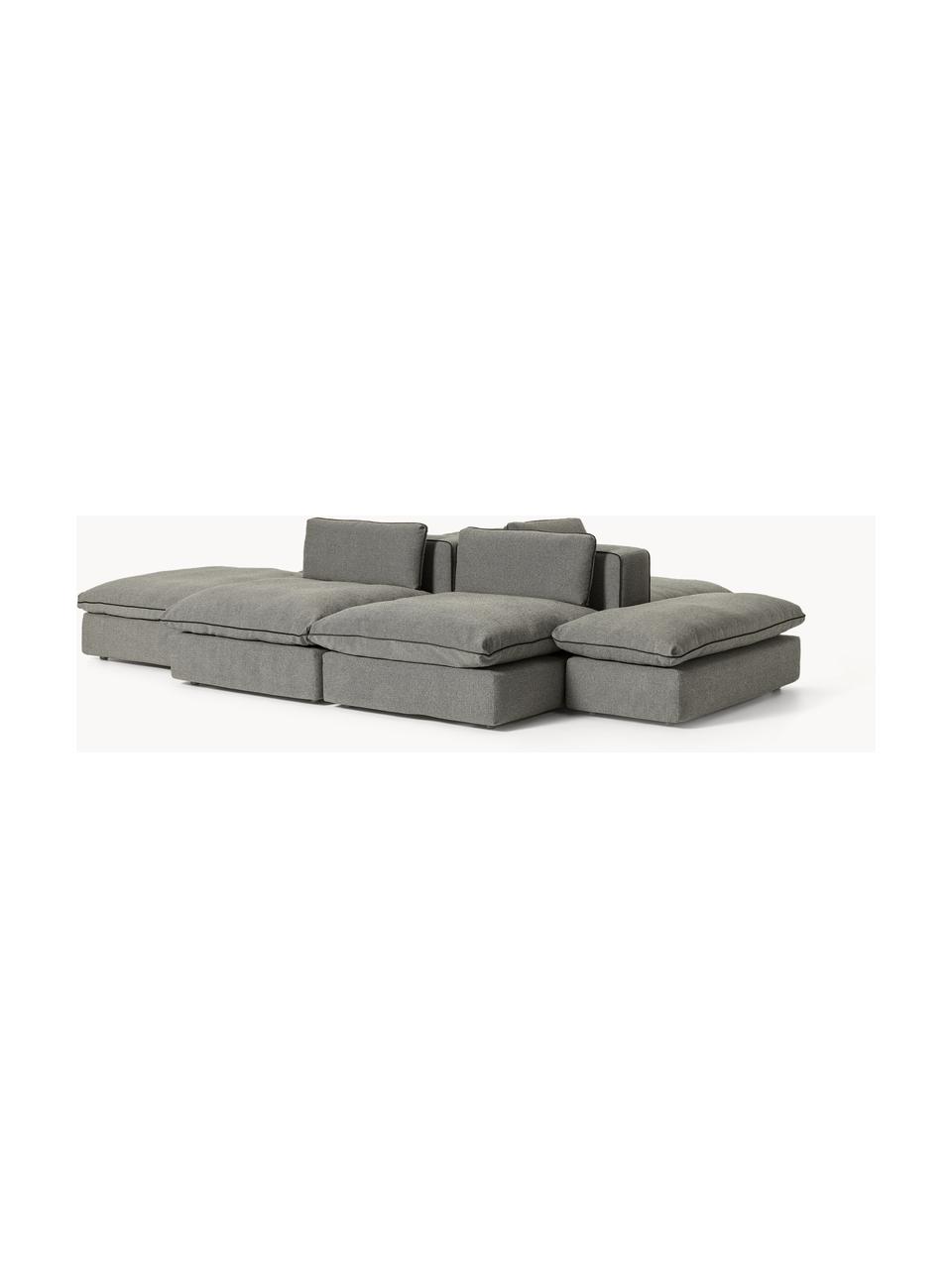 Sofa modułowa XL Felix, Tapicerka: 100% poliester Dzięki tka, Nogi: tworzywo sztuczne Ten pro, Ciemnoszara tkanina, B 360 x T 240 cm