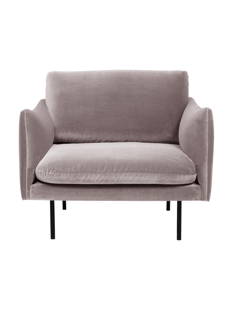 Sillón de terciopelo Moby, Tapizado: terciopelo (poliéster de , Estructura: madera de pino maciza, Patas: metal con pintura en polv, Terciopelo greige, An 90 x F 90 cm