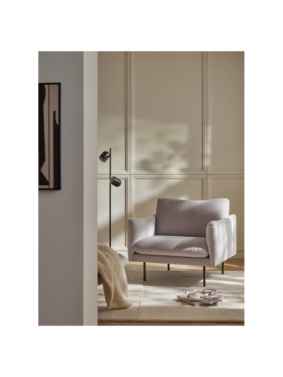 Fluwelen fauteuil Moby, Bekleding: fluweel (hoogwaardig poly, Frame: massief grenenhout, Poten: gepoedercoat metaal Dit p, Fluweel greige, B 90 x D 90 cm