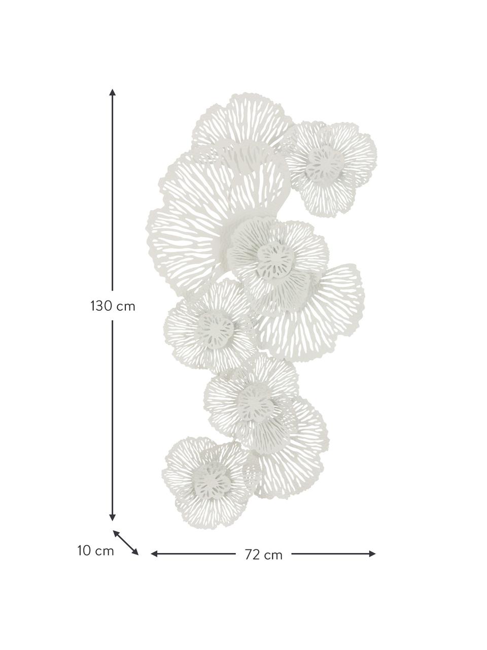 Metalen wandobject Flowers in wit, Gecoat metaal, Wit, B 72 cm x H 130 cm