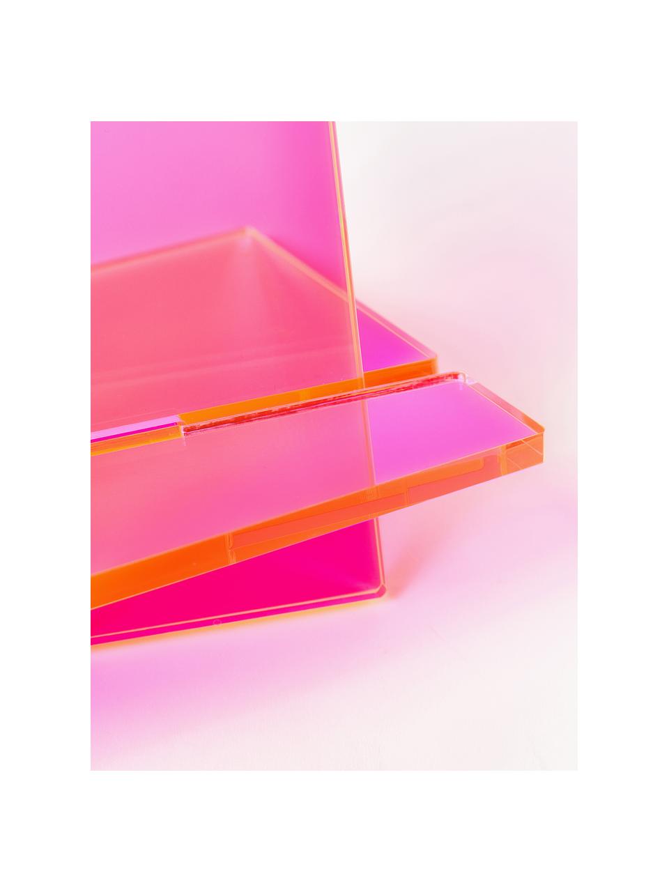 Stojak na książki Crystal, S 36 x W 34 cm, Szkło akrylowe, Różowy, półtransparentny, S 36 x W 34 cm