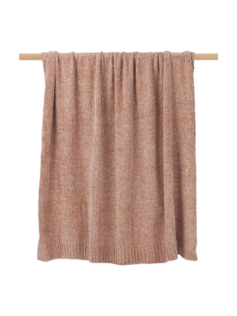 Měkký žinilkový pléd Beckett, 100 % polyester, Starorůžová, Š 130 cm, D 170 cm