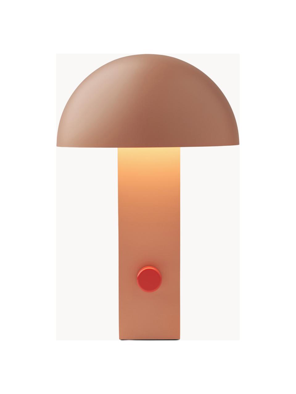 Kleine mobile LED-Tischlampe Hyppolite, dimmbar, Lampenschirm: Polycarbonate, Peach, Korallrot, Ø 15 x H 23 cm