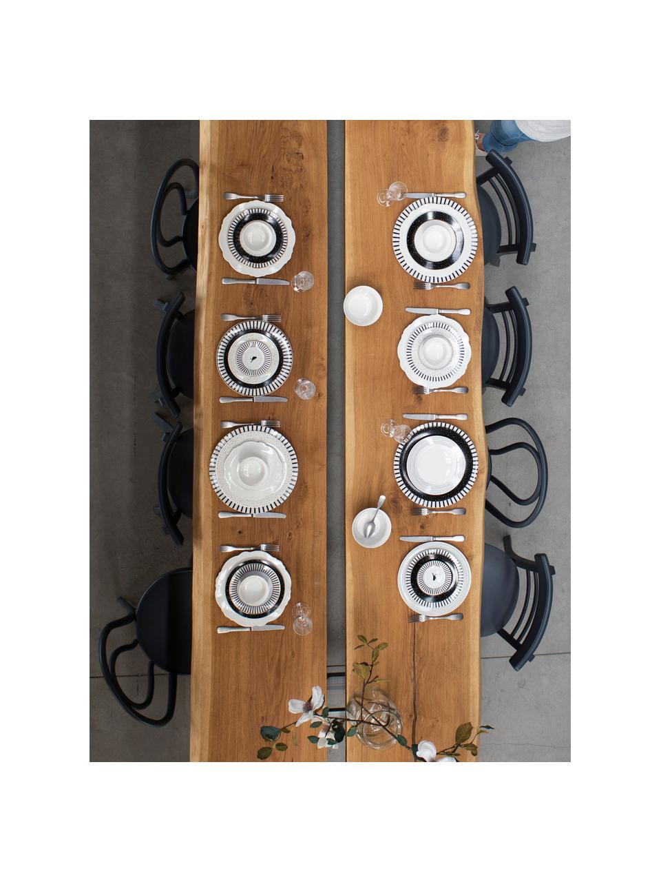 Set van 4 dinerborden Muschel Loft met gebogen rand, Porselein, Wit, Ø 26 x H 2 cm