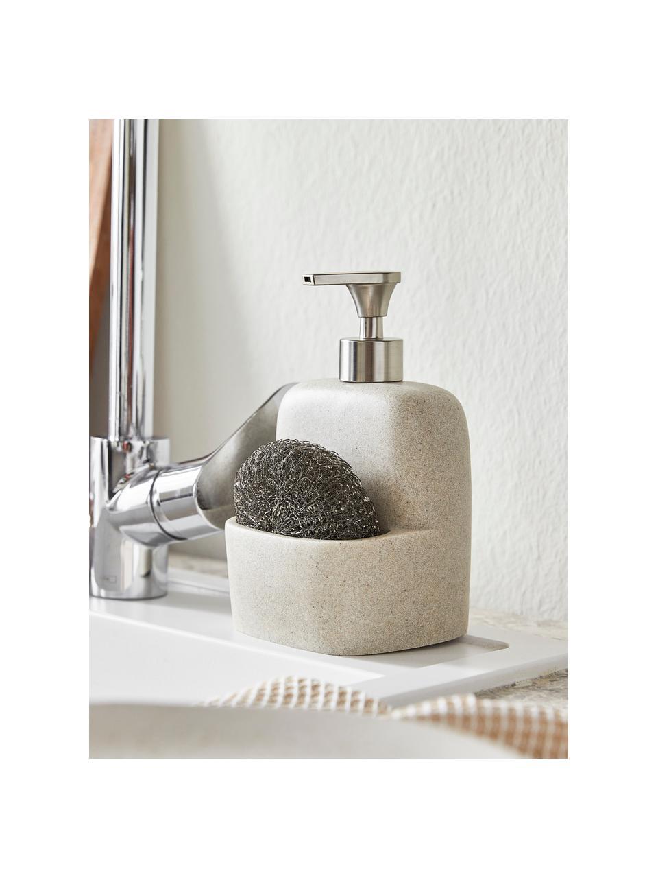 Distributeur de savon Sand, 2 élém., Beige, larg. 11 x haut. 19 cm