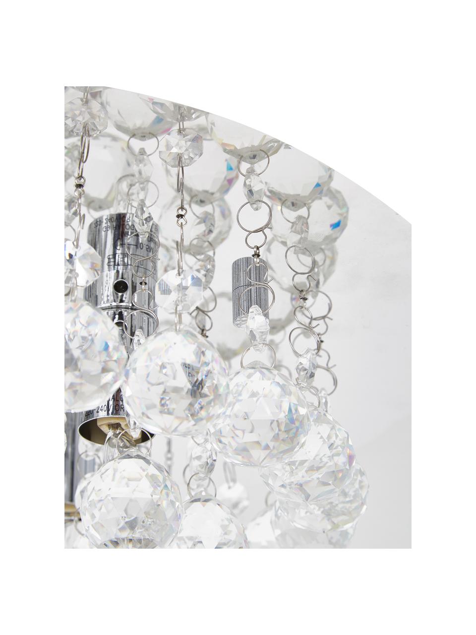 Kristalglazen plafondlamp Helena, Baldakijn: verchroomd metaal, Decoratie: glas, Zilverkleurig, Ø 35 x H 18 cm