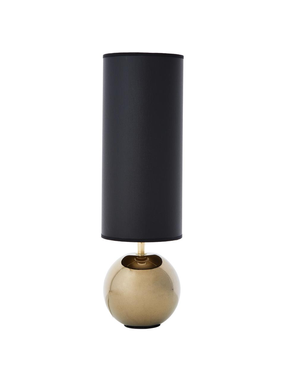 Lampada da tavolo in ceramica Neve, Paralume: poliestere, Base della lampada: ceramica, Nero, dorato, Ø 15 x Alt. 52 cm