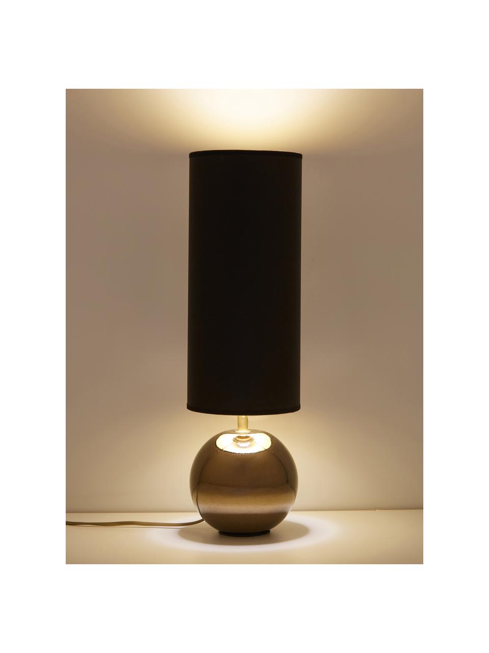 Keramische tafellamp Neve, Lampenkap: polyester, Lampvoet: keramiek, Zwart, goudkleurig, Ø 15 x H 52 cm