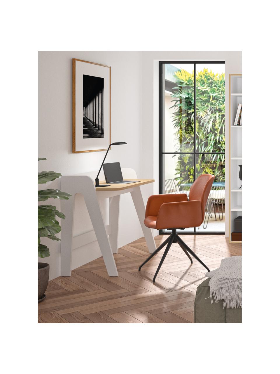 Scandi bureau Fiore in wit, Frame: gelakt MDF, Tafelblad: MDF met eikenhoutfineer, Wit, bruin, 91 x 49 cm