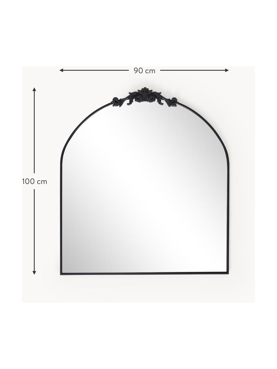 Specchio barocco da parete Saida, Cornice: metallo rivestito, Superficie dello specchio: lastra di vetro, Nero, Larg. 90 x Alt. 100 cm