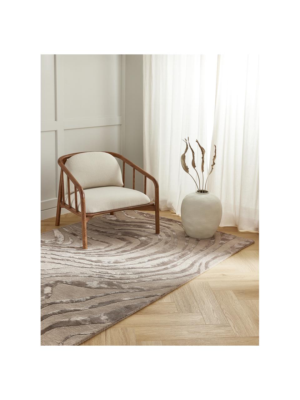Ručně všívaný koberec s krátkým vlasem a strukturovaným povrchem Winola, Taupe, Š 80 cm, D 150 cm (velikost XS)
