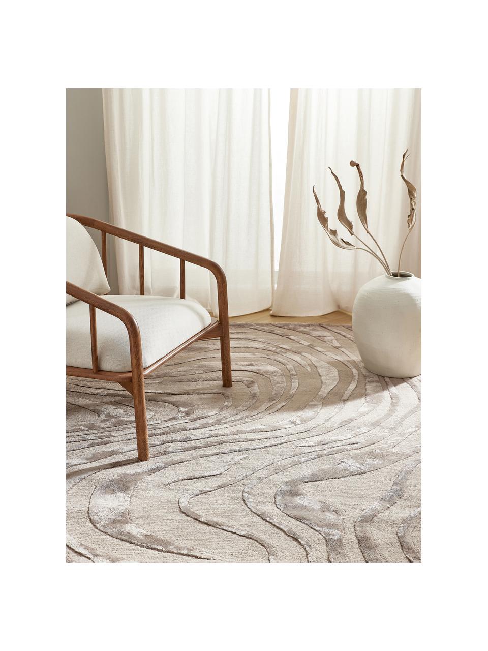 Ručně všívaný koberec s krátkým vlasem a strukturovaným povrchem Winola, Taupe, Š 80 cm, D 150 cm (velikost XS)