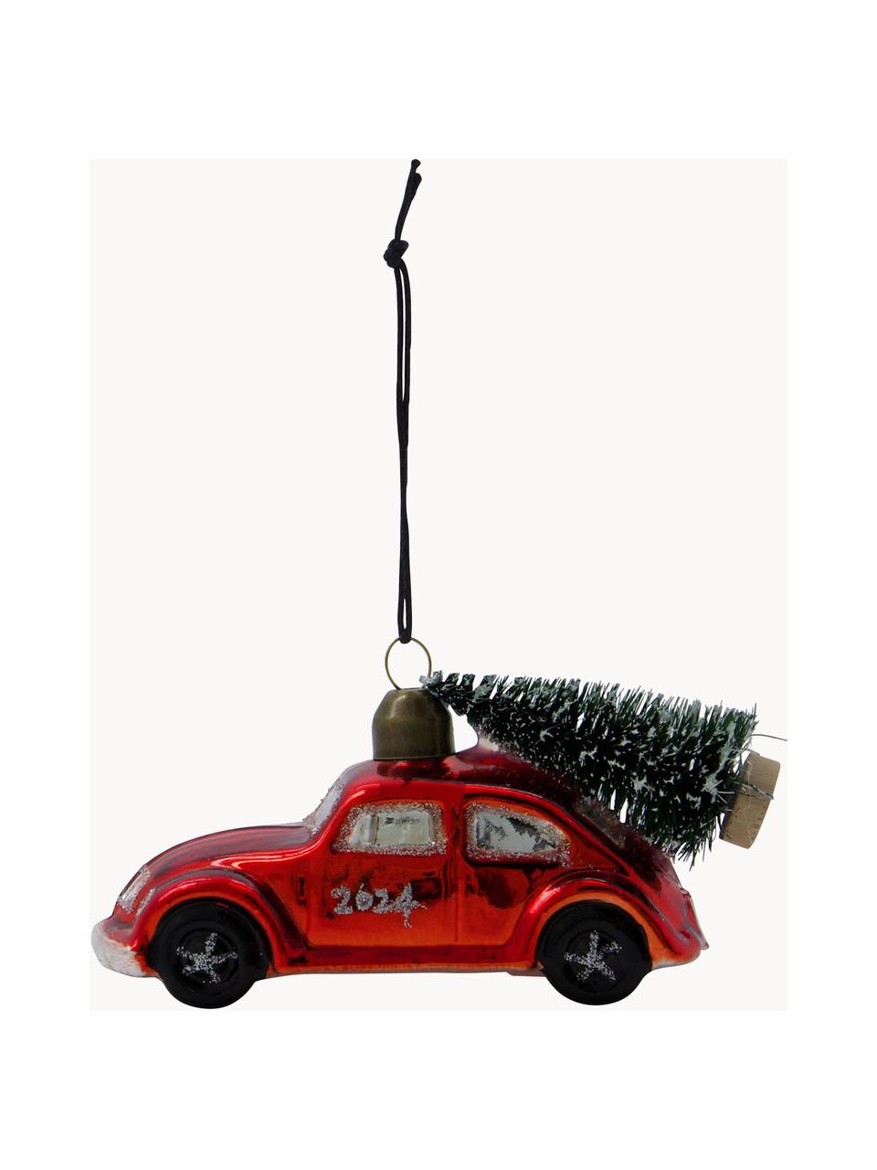 Décoration de sapin de Noël Car, Verre, plastique, Rouge, larg. 11 x haut. 6 cm