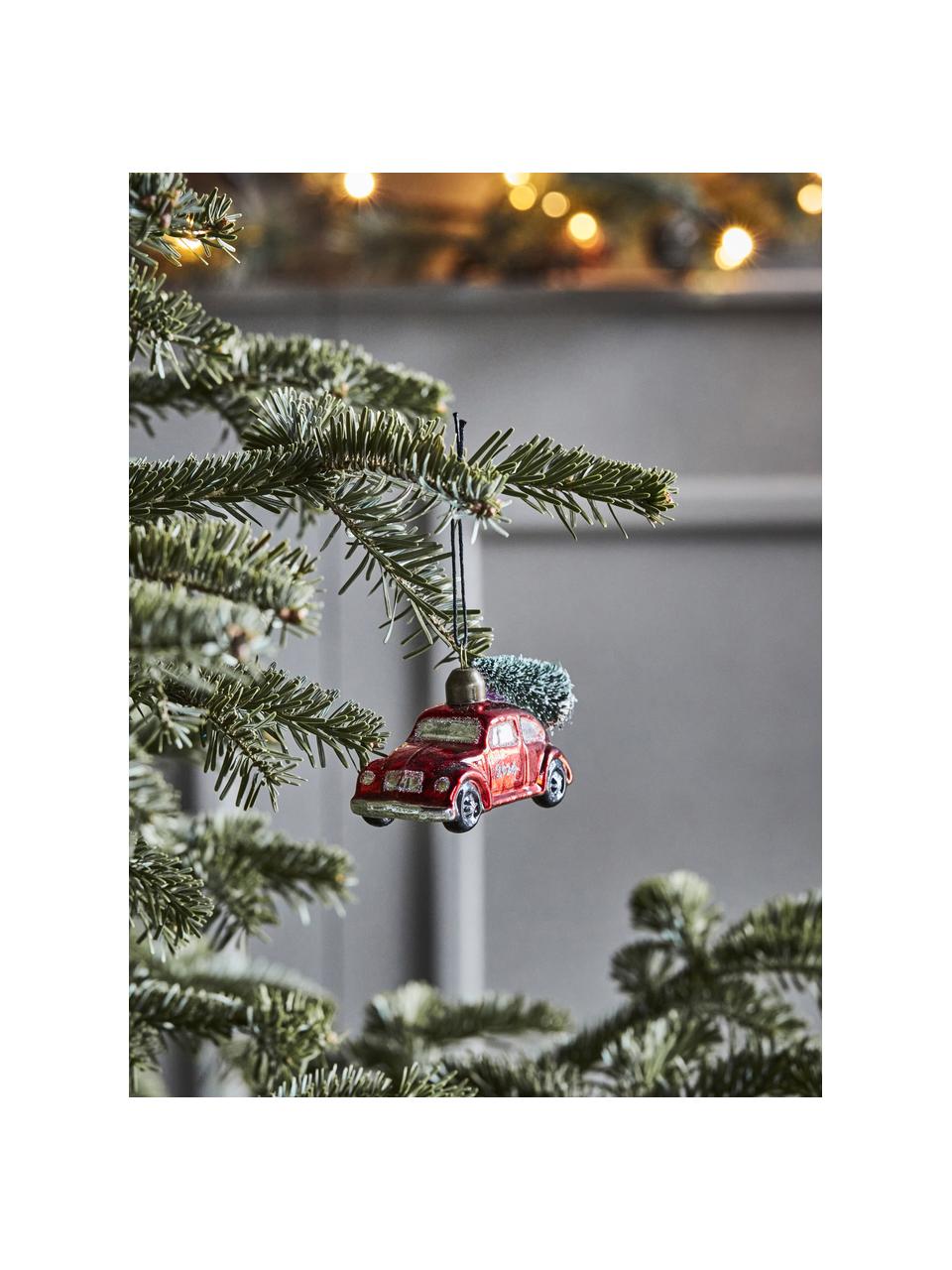 Décoration de sapin de Noël Car, Verre, plastique, Rouge, larg. 11 x haut. 6 cm