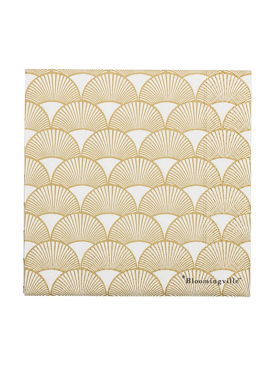 Servilletas de papel Sun, 20 uds., Papel, Dorado, blanco, An 33 x L 33 cm