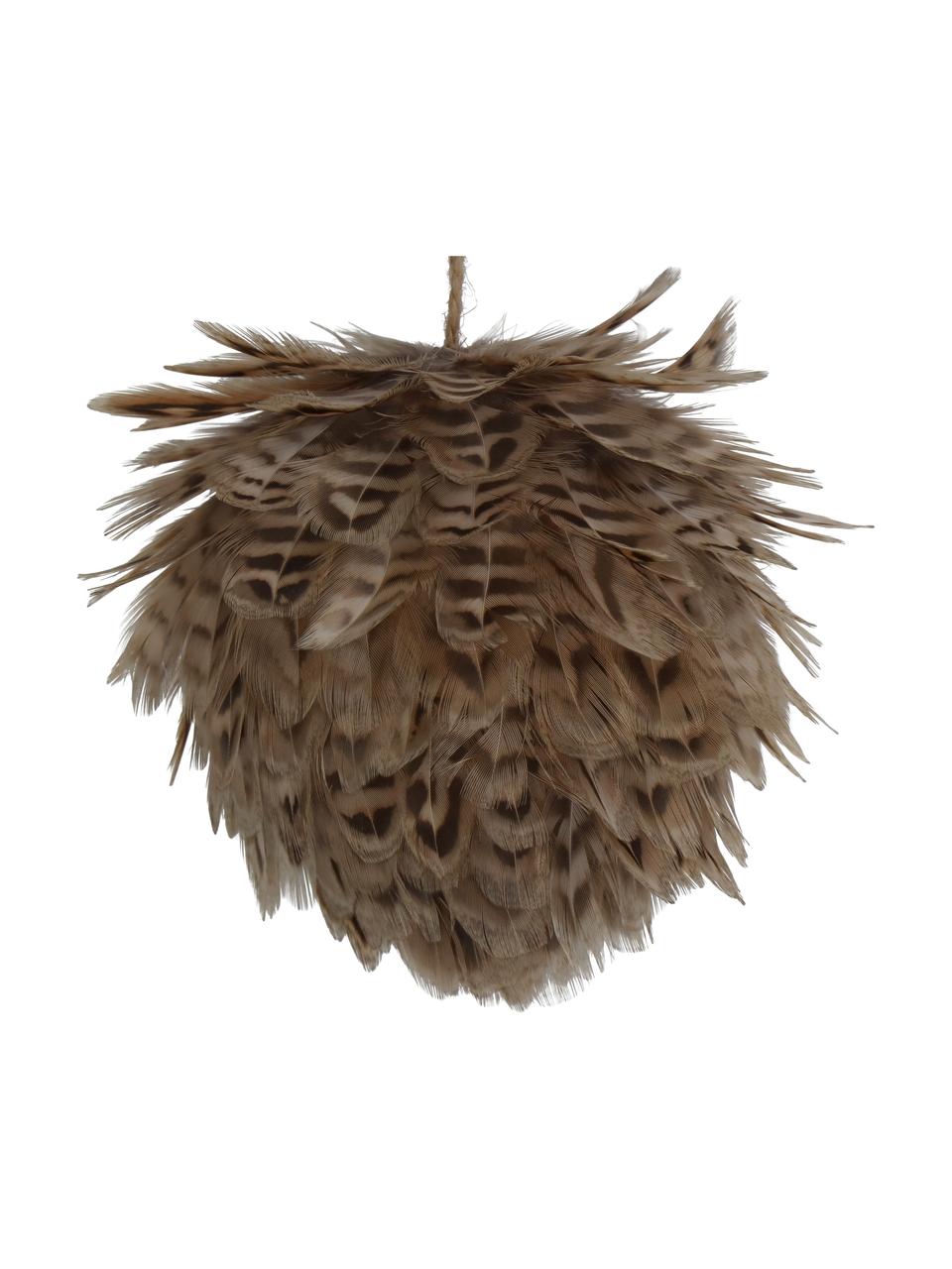Ozdoba na stromček Feather Ball, 2 ks, Perie, Odtiene hnedej, Ø 11 cm
