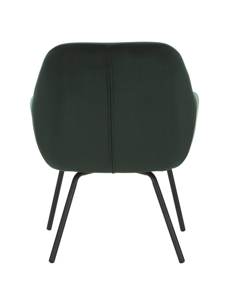 Fluwelen fauteuil Jana in donkergroen, Bekleding: fluweel (polyester), Poten: gepoedercoat metaal, Donkergroen, B 72 x D 68 cm