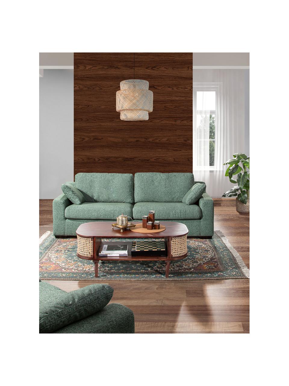 Mesa de centro de madera y tejido vienés Maracana, Marrón oscuro, Marrón, An 120 x Al 45 cm