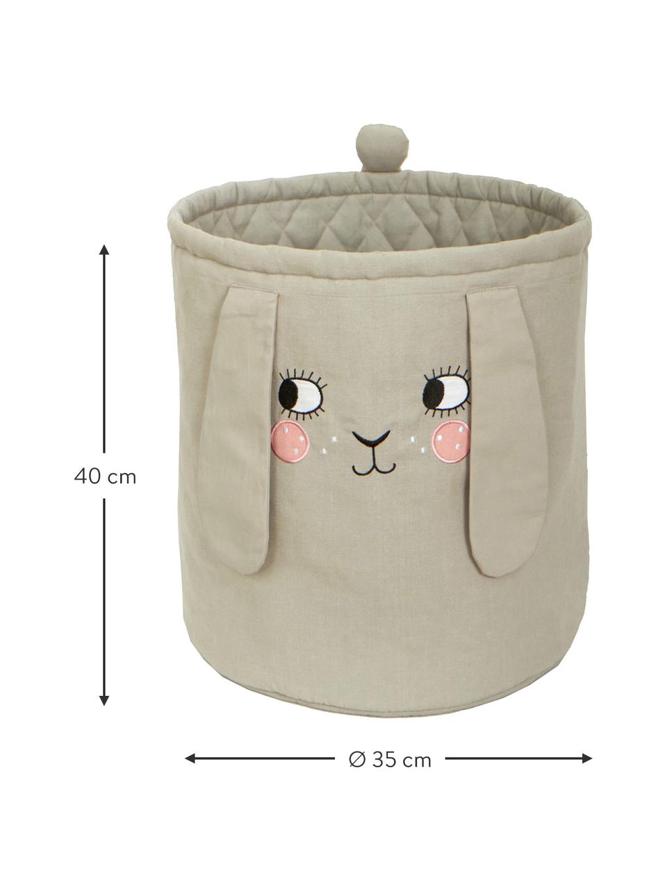 Aufbewahrungskorb Bunny, Bezug: 100 % Baumwolle, Grau, Rosa, Ø 35 x H 40 cm