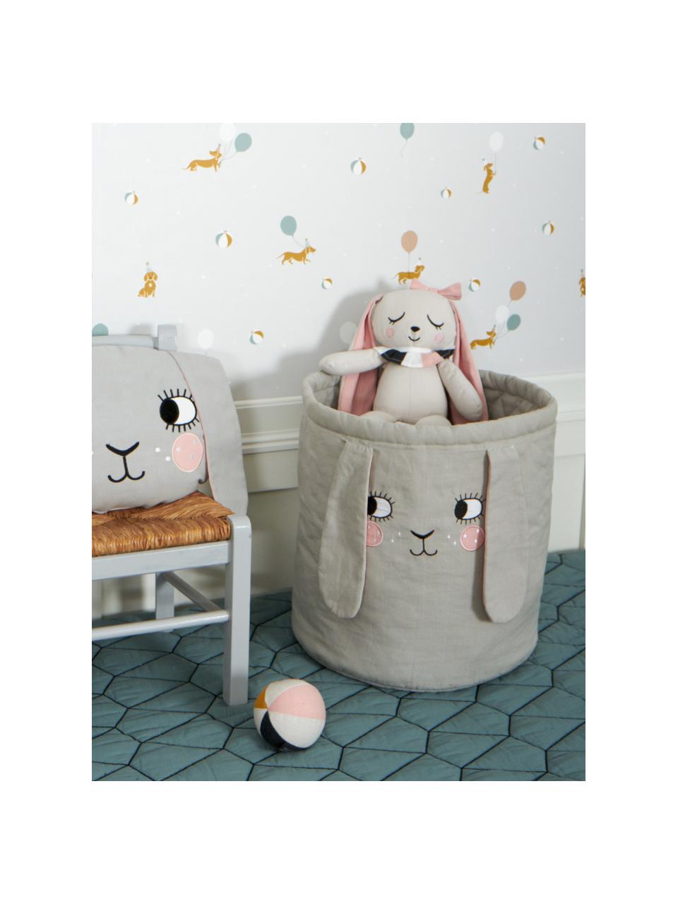 Cesta Bunny, Funda: 100% algodón, Greige, Ø 35 x Al 40 cm