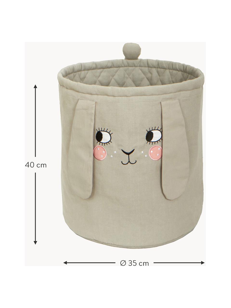 Cesta Bunny, Funda: 100% algodón, Greige, Ø 35 x Al 40 cm