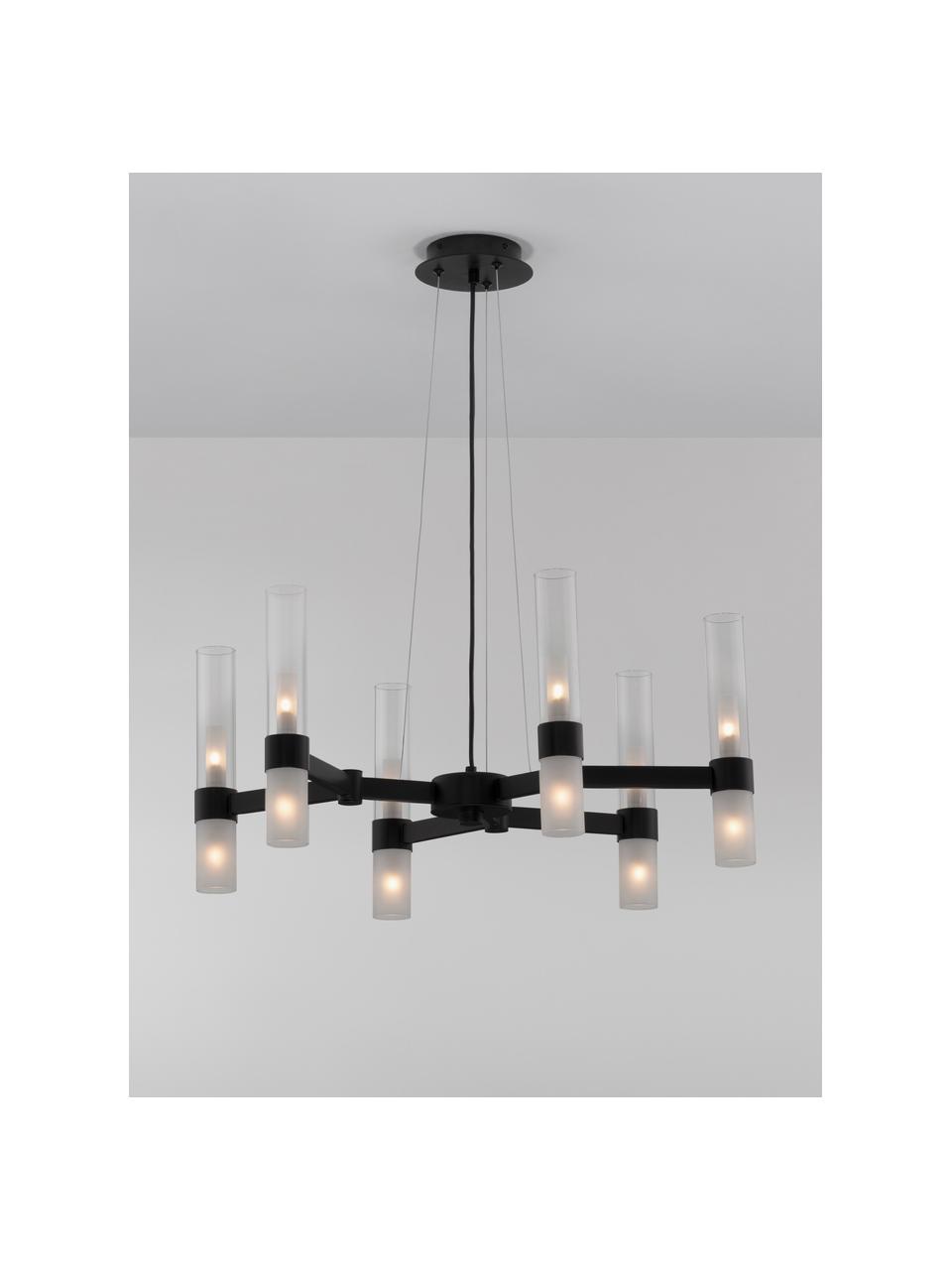 Grande suspension avec tamiseurs Century, Noir, transparent, larg. 70 x haut. 31 cm