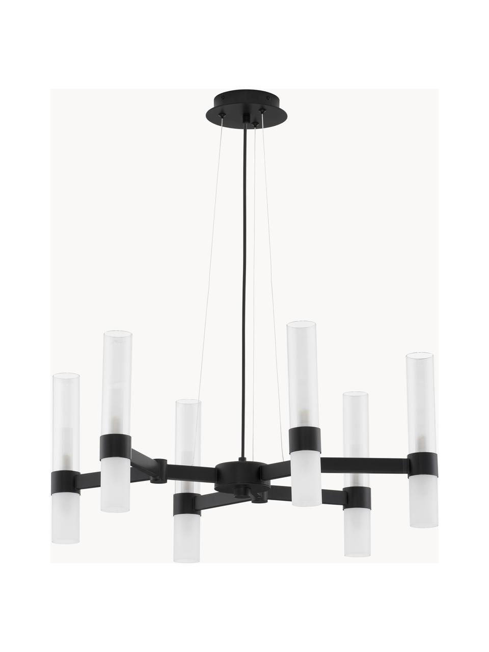 Grote hanglamp Century met diffuser, Zwart, transparant, Ø 70 x H 31 cm