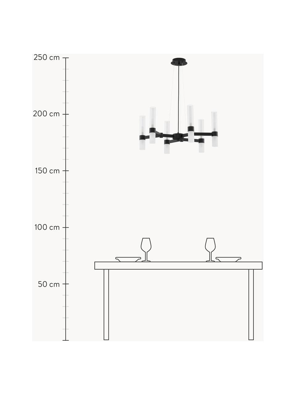 Kronleuchter Century mit Diffusorscheiben, Schwarz, Transparent, Ø 70 x H 31 cm