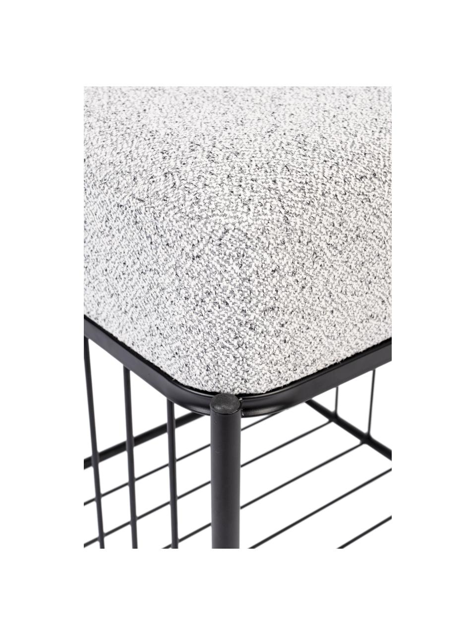 Tabouret bouclé avec rangement Milou, Tissu bouclé gris clair, larg. 35 x haut. 45 cm