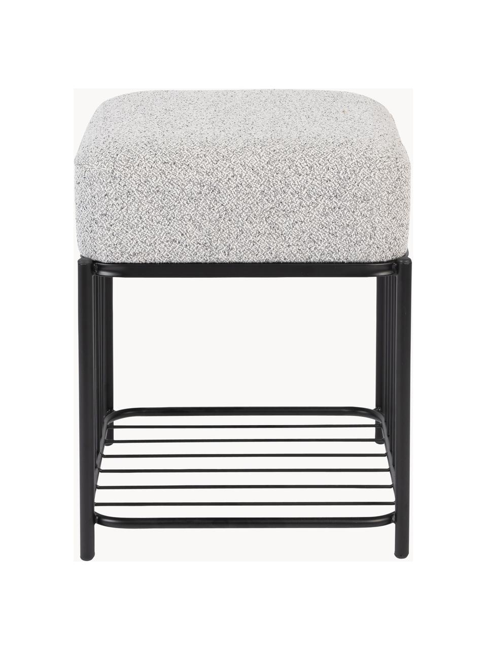 Tabouret bouclé avec rangement Milou, Tissu bouclé gris clair, larg. 35 x haut. 45 cm