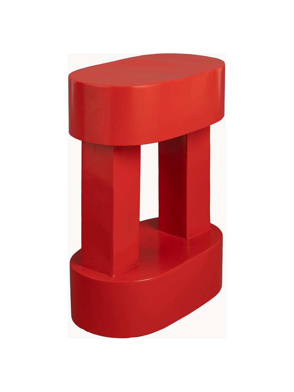 Oválny kovový odkladací stolík Magenta, Potiahnutý kov, Červená, Š 36 x V 47 cm