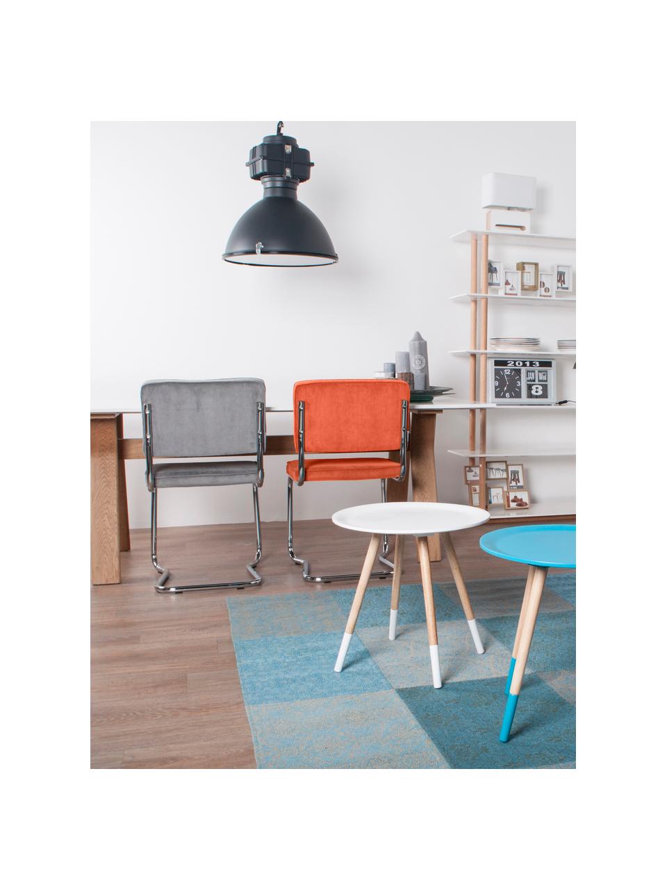 Silla cantilever de pana Kink, Tapizado: pana (88% nylon, 12% poli, Estructura: metal cromado, Pana naranja, cromo, An 48 x F 48 cm