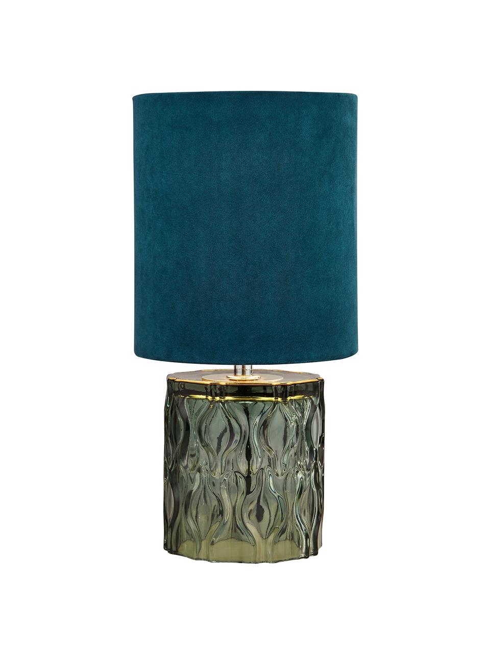 Lampa stołowa z aksamitu Tina, Zielony, Ø 15 x W 30 cm