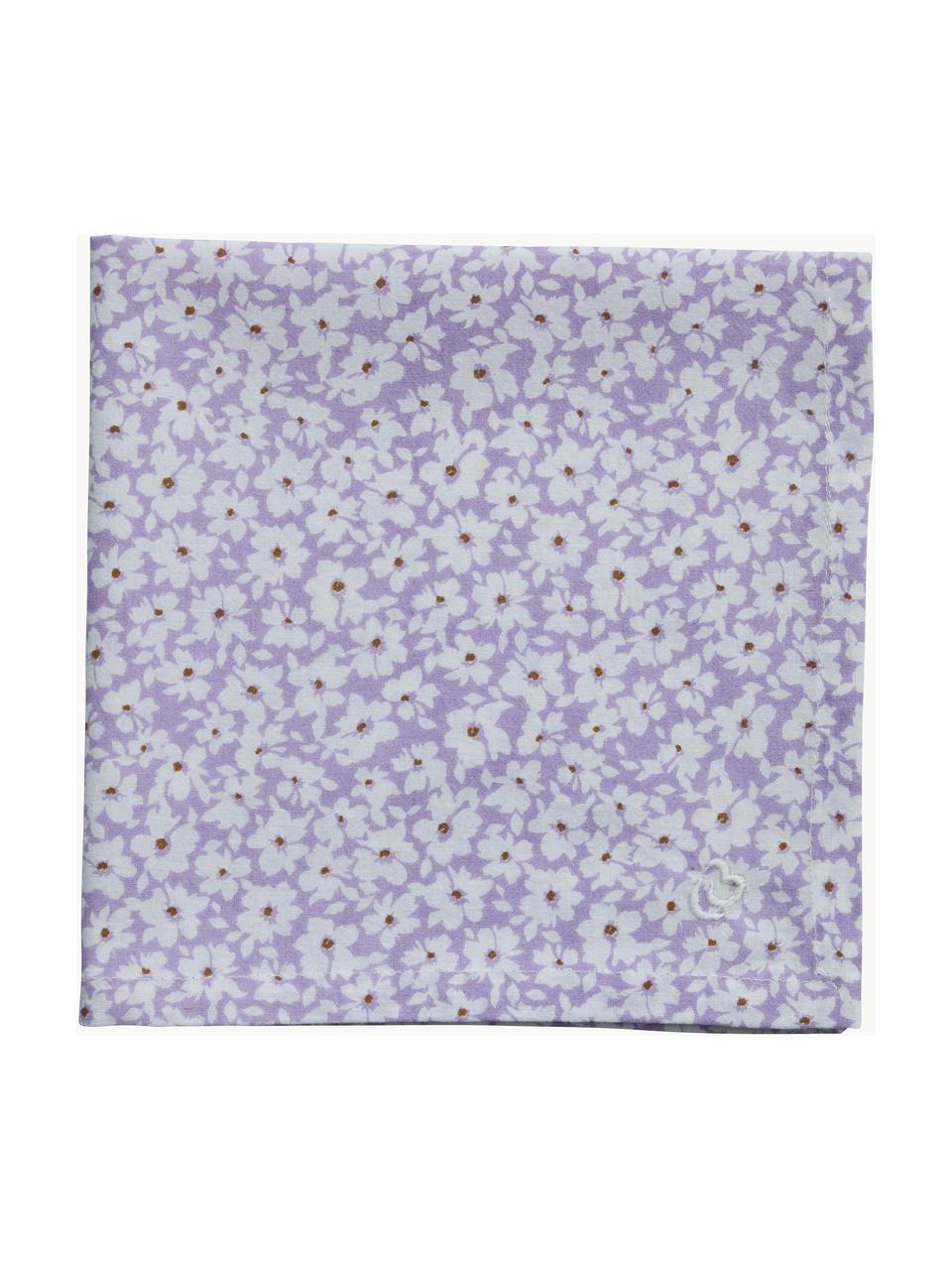 Látkové obrúsky s kvetinovým vzorom Liberte, 100 %  bavlna, Fialová, biela, Š 40 x D 40 cm