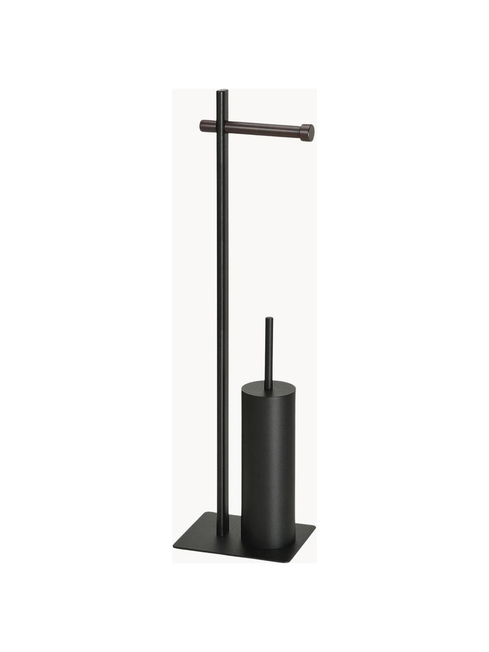 Porte-rouleaux WC avec brosse de toilette Brans, Noir, larg. 20 x haut. 76 cm