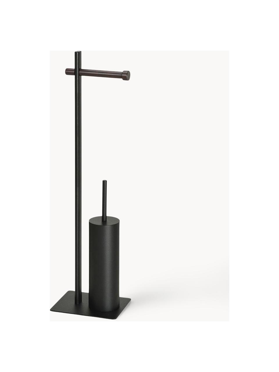 Portarrollos con escobilla de baño Brans, Estructura: metal, Negro, An 20 x Al 76 cm