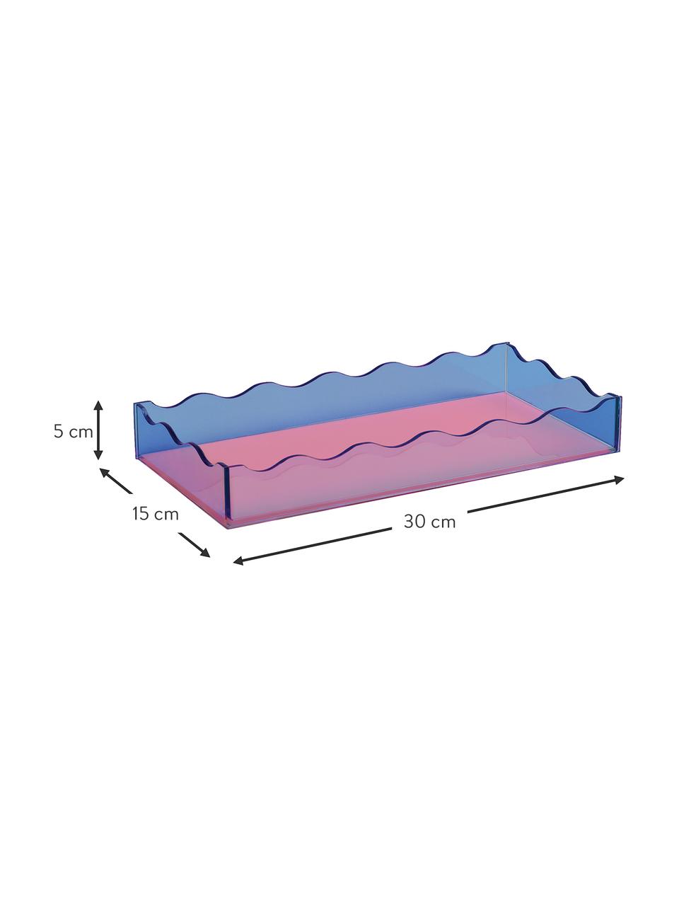 Bandeja decorativa Wobbly, Vidrio, Azul oscuro, rosa, L 30 x An 15 cm
