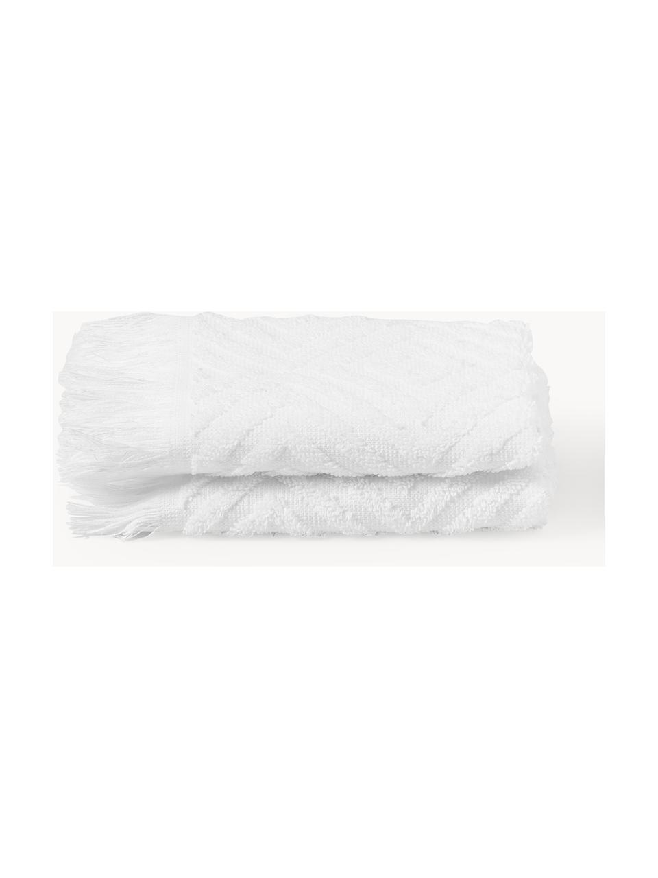 Serviette de toilette texturée Jacqui, tailles variées, Blanc, Serviettes invité, larg. 30 x long. 30 cm, 2 pièces