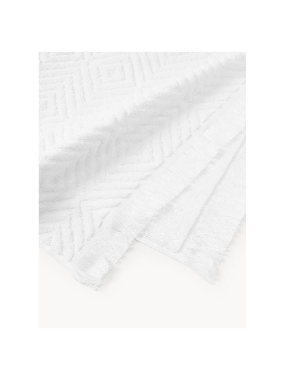 Serviette avec motif haut-bas Jacqui, en tailles variées, Blanc, Serviettes invité, larg. 30 x long. 30 cm, 2 pièces